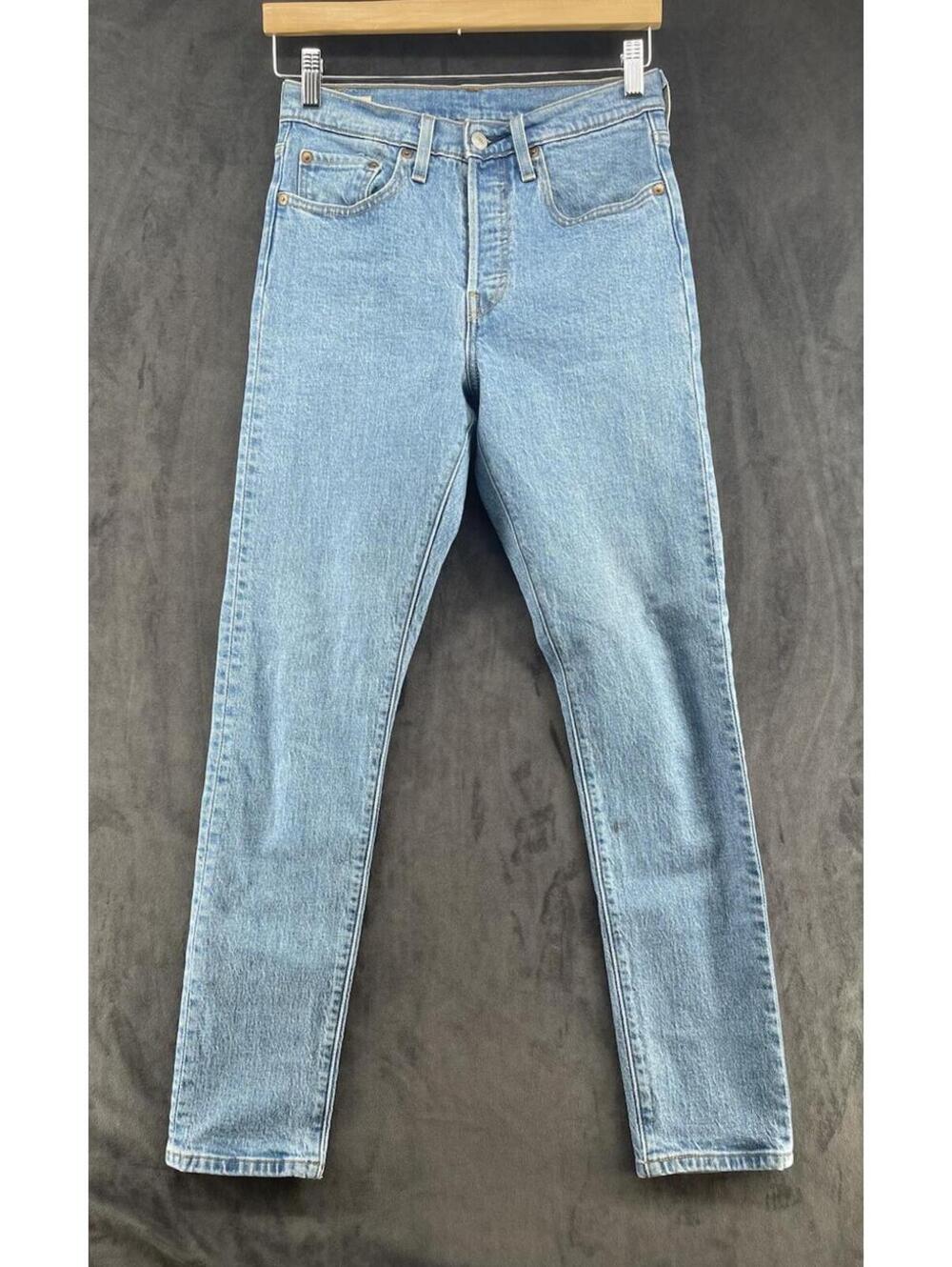 Levi’s Premium 501 Skinny Jeans Womens W26 L30 Light Wash Stretch Denim - Picture 1 of 11